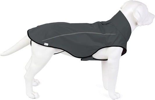 Mile High Life Dog Raincoat, Adjustable Waterproof Reflective Rain Jacket for Small Medium Large Dogs, Lightweight Breathable Pet Rain Coat with Leash Hole(Dark Gray,M Chest 26-32")