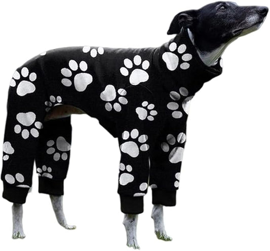 Cnkwei Dog Pajamas Medium Large Dog Paw Printed Greyhound Pajamas Jumpsuit Bodysuit