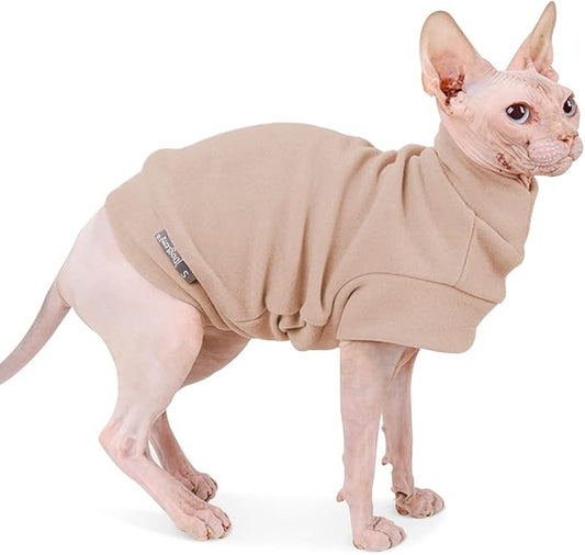 Small Dogs Fleece Dog Sweatshirt - Cold Weather Hoodies Spring Soft Vest Thickening Warm Cat Sweater Puppy Clothes Sweater Winter Sweatshirt Pet Pajamas for Small Dog Cat Puppy (Small, Beige)