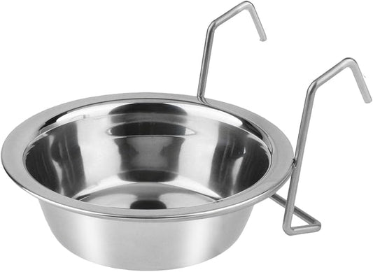 Hypeety Stainless Steel Food Water Cup with Bolt Hooks for Pet Bird Crates Cages Coop Dog Cat Parrot Bird Rabbit Pet (Small,11cm)