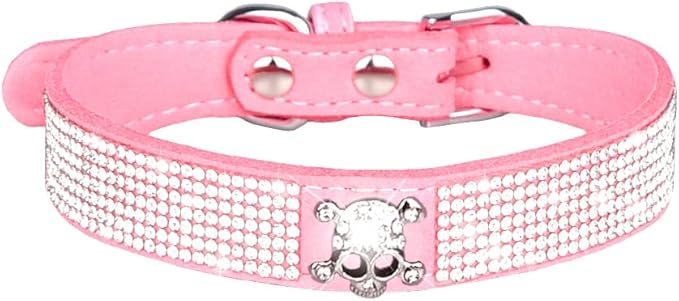 Cute Dog Collar with Bling Rhinestone, Fancy Crystal Diamond Glitter Pretty Jewel Soft Cat Collars for Small Medium Large Breed Dogs Girl Female Pet Puppy Kitten Terrier (XS, Pink6)