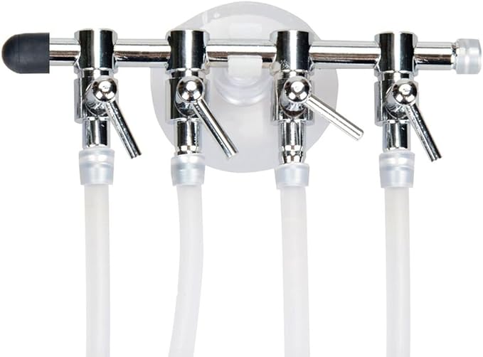 Aquarium Air Pump Splitter 13 in 1 Set 4-Way Air Flow Control Lever Valve & 4 Non-Return Check Valves & 8 Suction Cups for Fish Tank Airline Air Tube Hose