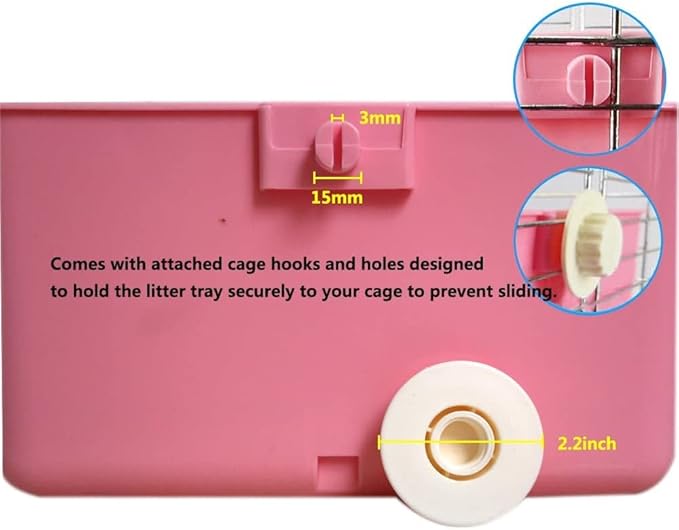 Rat Small Litter Box, 10"x8" Square Corner Litter Box Training Pan with Grid Potty Tray Toilet for Cage Small Animal/Rabbit/Guinea Pig/Bunny/Ferret (White)