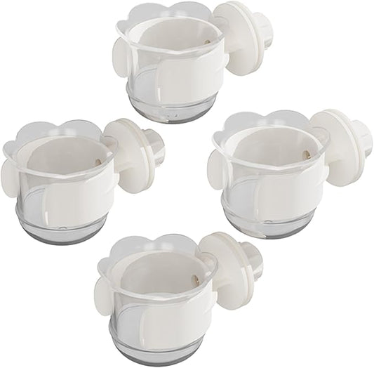 2pcs/4pcs PET Bird Bowls with Clamp, Bird Cage Feeder, Durable Water Bowl, Feeding Cups, Water Feeder for Cockatiel, Parakeet, Macaw, Finches, Lovebirds, Small Animals Gray (White, 4pcs)