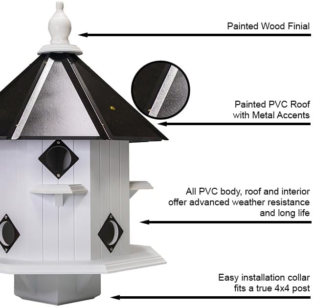 BestNest Purple Martin Castle House – Black Roof | Premium 8-Room Purple Martin Birdhouse for Backyard & Garden | Durable & Decorative Outdoor Bird House