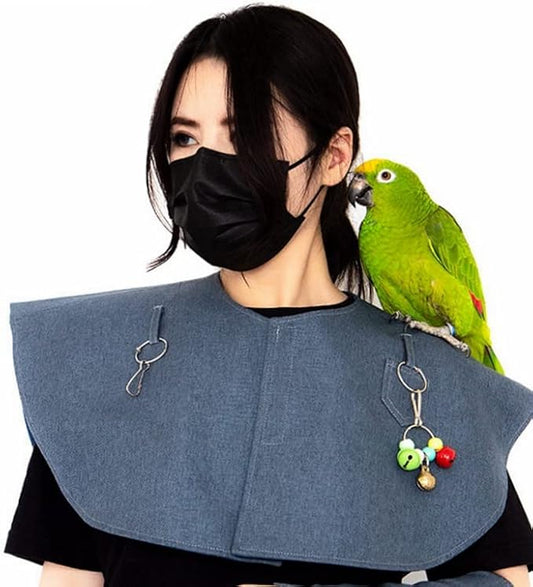 Parrot Anti-Scratch Bird Poop Shoulder Protector Birds Anklet Toys, Multi-Functional Bird Diaper Flight Suits Pee Pads Diaper Poop Shawl for Medium Cockatiel Parakeet Macaw (Shoulder Protector-Blue)