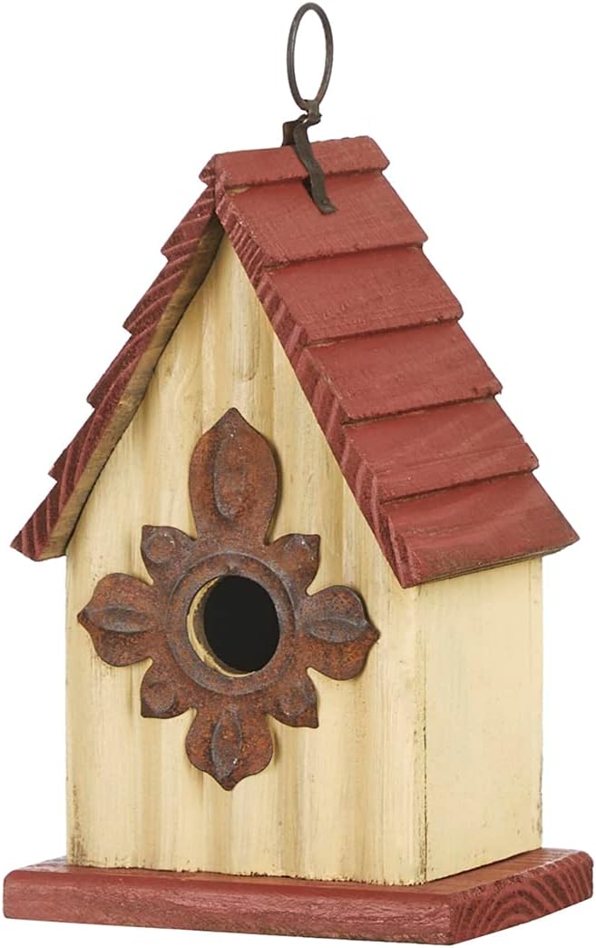 Glitzhome 9" H Wooden Bird House Hanging Garden Birdhouse for Outside