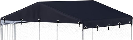 Outdoor Dog Kennel Cover 7.5'W x 7.5'L Made of 600D Waterproof Oxford Cloth- Black Replacement Covers（Without Frame）