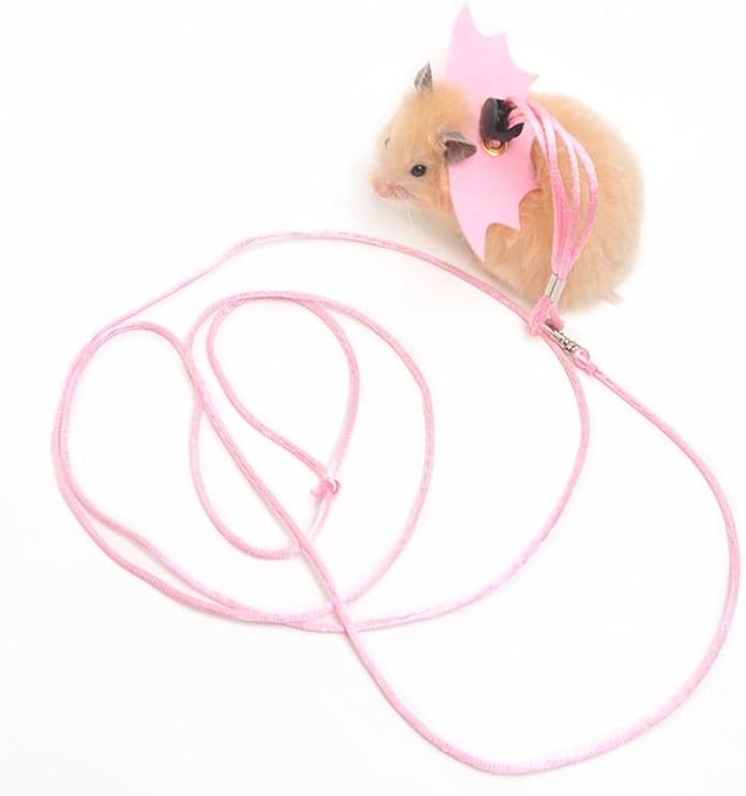 Small Animal Harness and Leash Set for Hamsters, Lizards, and Bearded Dragons - Secure, Adjustable, and Comfortable Walking Accessory (Pink)