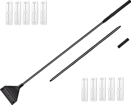 Lominie Algae Scraper for Glass Aquariums, Extends to 25.6" Fish Tank Cleaner, Stainless Steel Algae Scraper for Fish Tank with 10 Blades, Aquarium Glass Cleaning Tools, Cleaning Accessories