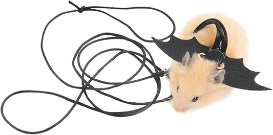 Small Animal Harness and Leash Set for Hamsters, Lizards, and Bearded Dragons - Secure, Adjustable, and Comfortable Walking Accessory (Black)