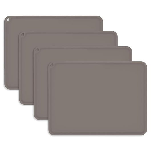 KVK Kids Silicone Placemat, KVK Baby Placemats for Kids Toddler Children Reusable Non-Slip Table Mats Baby Food Mats for Restaurant, 4 Pack, Gray