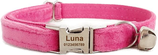 Cat Collar Personalized with Name Phone Number Engraved,Customized with Bell for Small Dogs Puppy Kitten