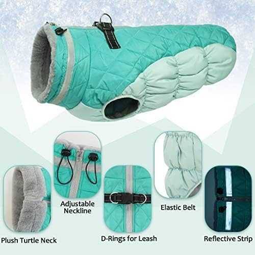 Lelepet Dog Coat Warm Dog Winter Coat Waterproof Dogs Jacket with Harness Built in Reflective Pet Fleece Vest Zip-Up Cold Weather Coats for Extra Large Dogs Turtleneck & Windproof Coats Great Dane 3XL