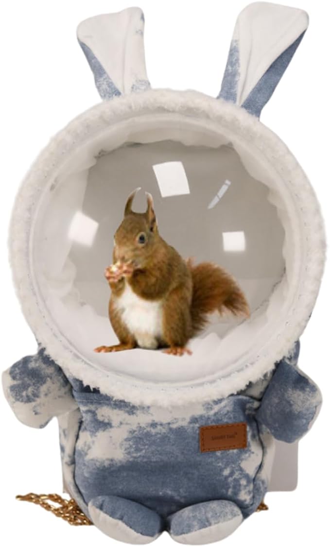 Sugar Glider Travel Pouch Gerbil Hedgehog Portable Travel Carrier Outdoor Hangbag Grey Squirrel Rat Carrier for Small Animal (Grey,Blue,Large)