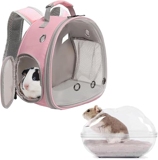 Portable Travel Backpack Habitat for Small Animal, Space Capsule Bubble Window Guinea Pig Bird Bearded Dragon Turtle Carrier Rabbit Squirrel Hamster Cage Breathable Handbag