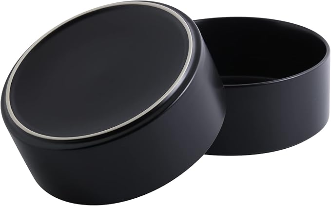 9.5in Black Extra Large Ceramic Dog Bowl for Large Breeds,Non-Slip Weighted Dog Food Water Dish Protect Cervical Spine,Porcelain Modern Cute Big Heavy Feeding Bowl(2400ml)