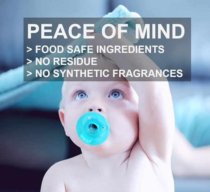 Baby Everything Cleaner (16oz + Concentrate Makes 80oz) Hypoallergenic. Hypochlorous Technology. No Residue. Unscented. No Rinse. Baby Safe cleaner for Toys, Pacifier, High Chair, and Nursery. Fine Spray for Everywhere Everything.