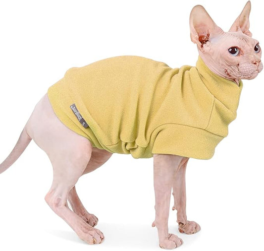 Small Dogs Fleece Dog Sweatshirt - Cold Weather Hoodies Spring Soft Vest Thickening Warm Cat Sweater Puppy Clothes Sweater Winter Sweatshirt Pet Pajamas for Small Dog Cat Puppy (Medium, Yellow)