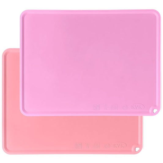 KVK Silicone Placemat for Toddles Kids Non-Slip Reusable Portable Baby Placemats for Restaurant Stain-Proof Children Food Mats Eating Table Mat 2 Pack (Mauve&Peach)