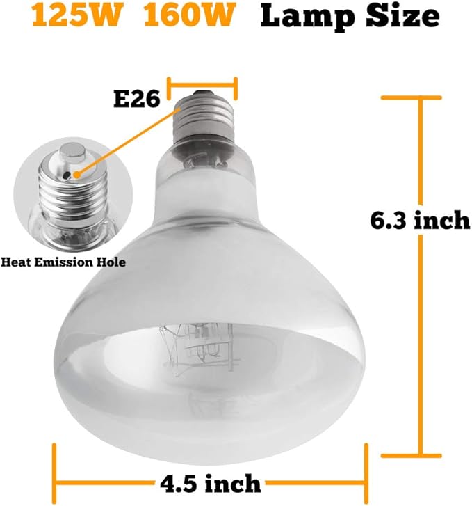 UVA UVB Sun Lamp 160W High Intensity Self-Ballasted Heat Basking Lamp/Light/Bulb for Reptile and Amphibian