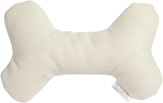Eco-Friendly Durable Cotton Canvas Squeaky Dog Bone Chew Toy for Chewing, Playing and Exercise – T-Bone, White (Safe for Pets & Kids)