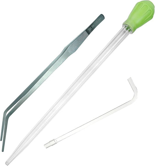50ml Manual Coral Fish Feeder/Water Changer/Waste Remover Clean Tool with Extension Pipe and 15inch Aquarium Tweezer for Fish Tank Cleaning, Aquatic Pipette Dropper Gravel Cleaner Siphon