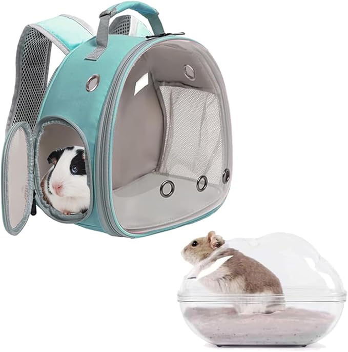 Portable Travel Backpack Habitat for Small Animal, Space Capsule Bubble Window Guinea Pig Bird Bearded Dragon Turtle Carrier Rabbit Squirrel Hamster Cage Breathable Handbag