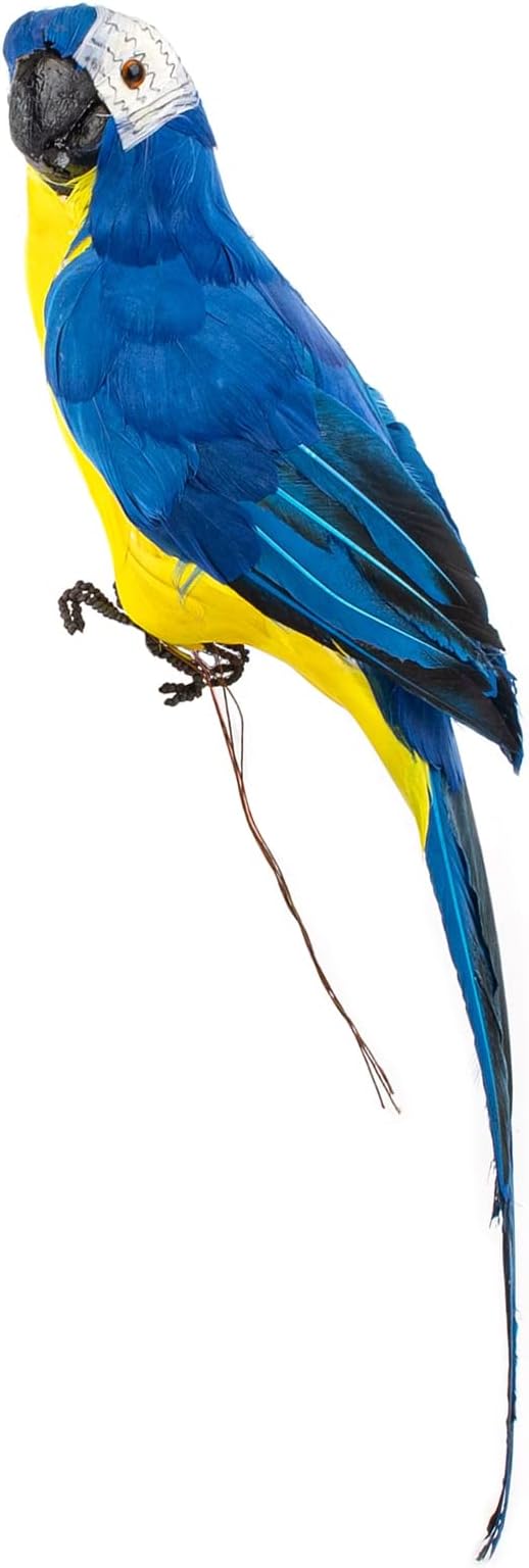 AUEAR, 17.7 Inch Blue Artificial Birds Realistic Big Parrot with Lifelike Feathered Decor Ornament Model for Decoration Craft