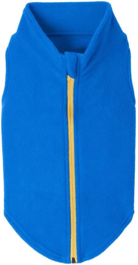 Gooby Zip Up Fleece Dog Sweater - Blue, 3X-Large - Warm Pullover Fleece Step-in Dog Jacket with Dual D Ring Leash for Small to Medium Dogs