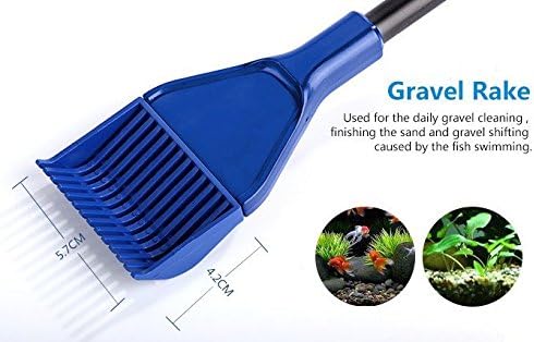 5 in 1 Aquarium/Fish Tank Cleaning Kit/Tool, Algae Scraper, Fish Net, Sponge, Plant Fork, Gravel Rake, Length 19 inches (Non-Extendable)