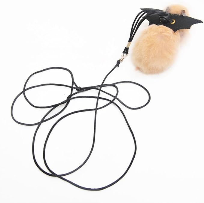 Small Animal Harness and Leash Set for Hamsters, Lizards, and Bearded Dragons - Secure, Adjustable, and Comfortable Walking Accessory (Black)