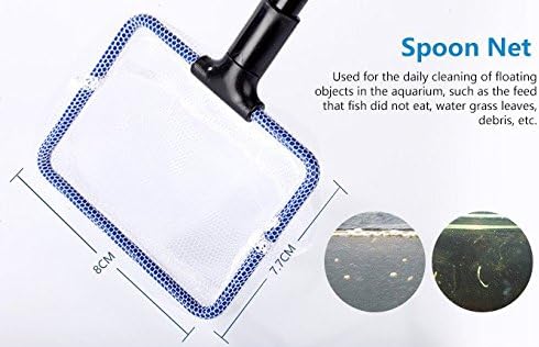 5 in 1 Aquarium/Fish Tank Cleaning Kit/Tool, Algae Scraper, Fish Net, Sponge, Plant Fork, Gravel Rake, Length 19 inches (Non-Extendable)