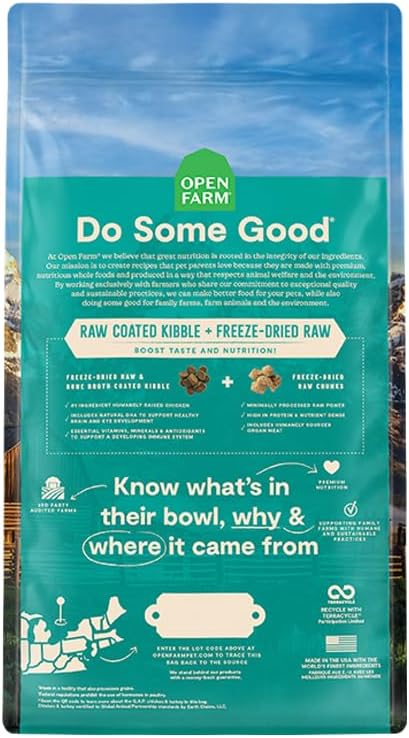 Open Farm, RawMix Dry Cat Food, Protein-Packed Kibble Coated in Bone Broth with Freeze Dried Raw Chunks, Formulated for Kittens, Chicken with Turkey & Wild-Caugh Salmon Recipe for Kittens, 8lb Bag