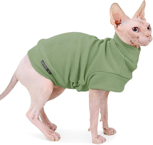 Small Dogs Fleece Dog Sweatshirt - Cold Weather Hoodies Spring Soft Vest Thickening Warm Cat Sweater Puppy Clothes Sweater Winter Sweatshirt Pet Pajamas for Small Dog Cat Puppy (Large, Green)
