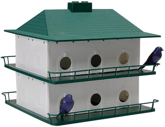 BestNest 12-Room Two-Story Purple Martin House with 2 Decoys – Durable Plastic, Ventilated Design