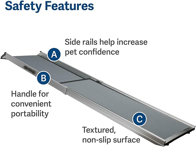 PetSafe Happy Ride Compact Telescoping Dog Ramp - Portable Pet Ramp for Cars, Trucks & SUVs with Adjustable Sizing - Non-Slip Design - Lightweight Pet Mobility Assistance - Extra Long