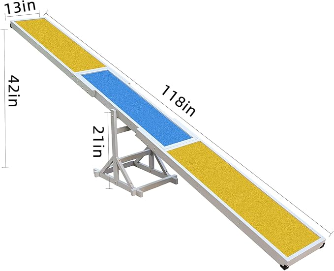 Wooden Dog Agility Seesaw - 118x13x21 Inch Agility Training Equipment for Backyard Obstacle Courses, Dog Exercise & Play Set