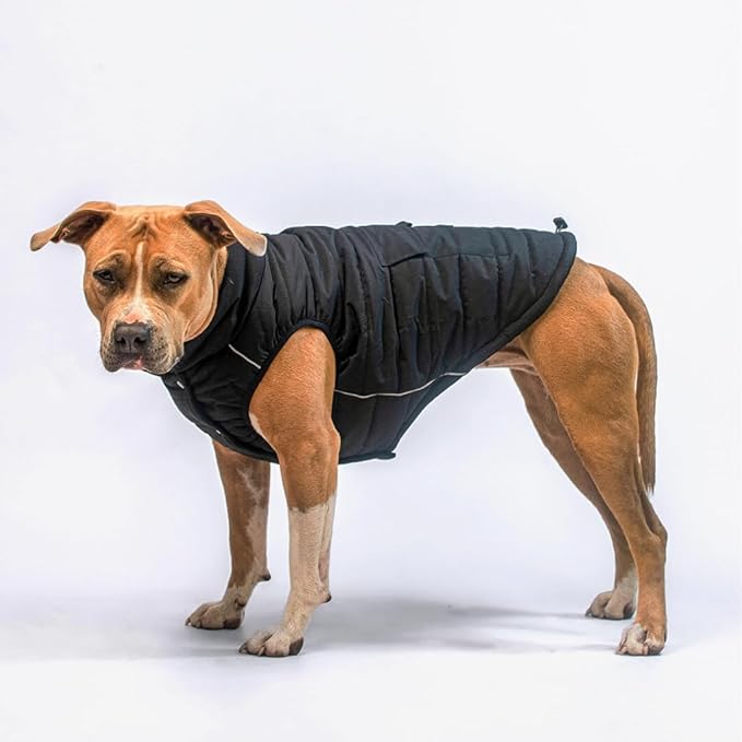 Spark Paws Dog Winter Jacket, Water-Resistant Coat, Warm Reflective Windproof Fleece-Interior, for Medium and Large Dogs - Black - 4XL