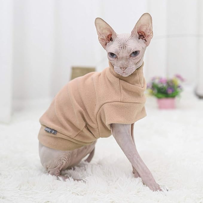 Small Dogs Fleece Dog Sweatshirt - Cold Weather Hoodies Spring Soft Vest Thickening Warm Cat Sweater Puppy Clothes Sweater Winter Sweatshirt Pet Pajamas for Small Dog Cat Puppy (Small, Beige)