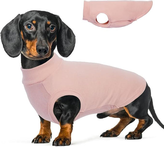 Stretch Fleece Dog Sweater - Pink, L - Pullover Sleeveless Vest | Warm Stretchable Sweatshirt, Lightweight Breathablefor for Outdoor Movement,Dachshund,French Bulldog
