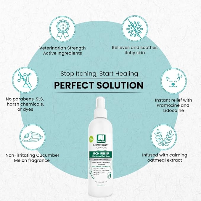 Nootie Medicated Anti-itch Spray, Itch Relief & Skin Care for Dogs & Cats, Formulated for Veterinarians, Sold in over 10,000 Clinics & Stores Worldwide, 8 fl oz