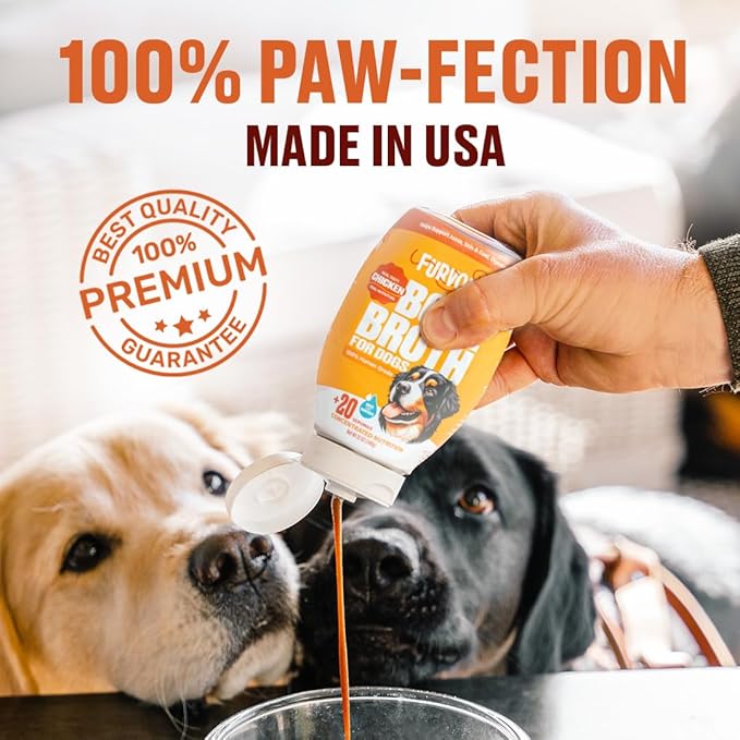 Chicken Bone Broth Concentrate for Dogs - Collagen Protein Supplement for Digestion, Mobility, Coat, Immune System, Joints - Healthy Dog Food Topper - Human Grade, Made in USA (16 oz, 30 Servings)