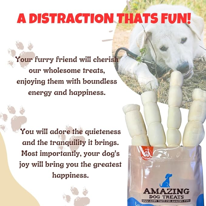 Amazing Dog Treats - Beef Cheek Rolls (10 Inch Regular - 4 Pcs) - Safe Rawhide Alternative Dog Chew - Great for Power Chewers - Long Lasting Dog Chew - Retriever Rolls for Dogs
