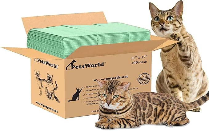 PETSWORLD Multi Cat Pad Refills for Cats Breeze Litter System, Ultra-Absorbent, Quick Dry - (100 Count, Unscented)
