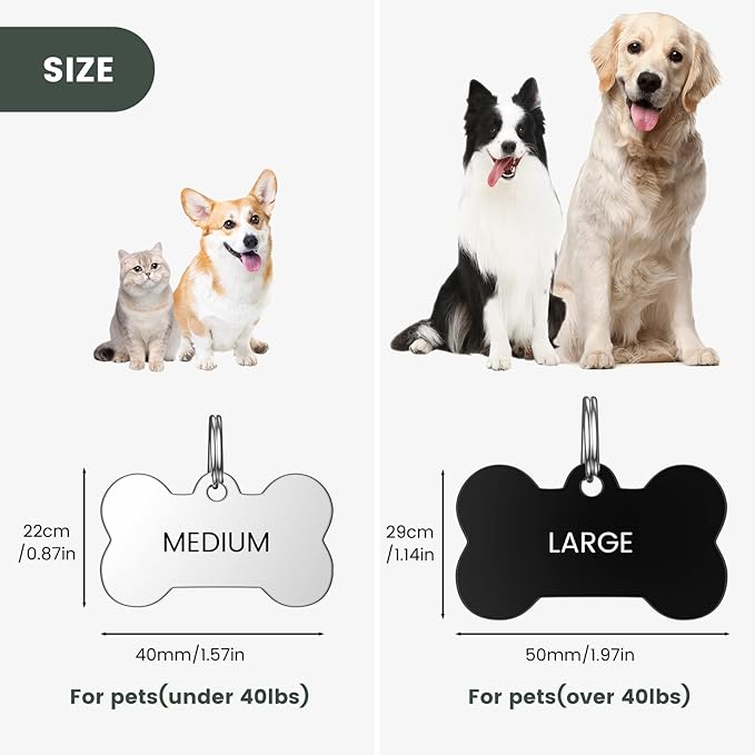 YEHANTI Personalized Dog Tags Engraved for Pets - Stainless Steel Custom Dog Cat Tag with Various Cute and Beautiful Icons, Double Sided Engraved Pet ID Tags Dog Name Tag, Bone