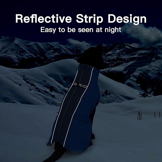 Medium Dog Coat - Warm Zip Up Snowsuit Dog Harness Vest, Reflective, Water-Resistant, Royal-Blue