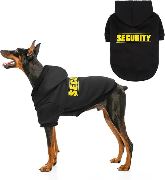 SCENEREAL Security Dog Hoodie Sweater - Brushed Fleece Dog Clothes with Hat, Warm Winter Coat for All Weather, S-XL