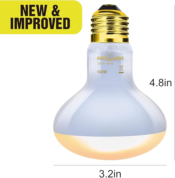 REPTI ZOO 2 Pack 100W Reptile Neodymium Daylight Basking Spot Lamp UVA Bulb Reptile Heat Lamp for Amphibian Lizard Tortoise Bearded Dragon Hedgehogs