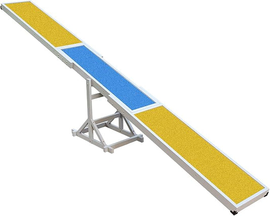 Wooden Dog Agility Seesaw - 118x13x21 Inch Agility Training Equipment for Backyard Obstacle Courses, Dog Exercise & Play Set